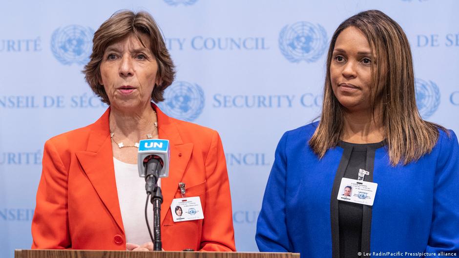 Embalo's wife, Suzi Barbosa (on the right; pictured here with former foreign minister of France Catherine Colonna in 2022), insists her husband was forced out of power by the coup and was in no way connected to the military takeover