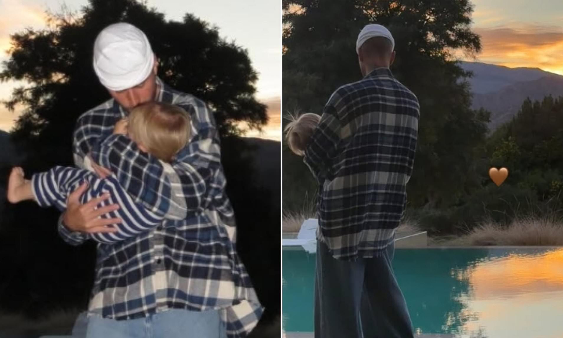 Justin Bieber cradles minime son Jack Blues in sweet portrait