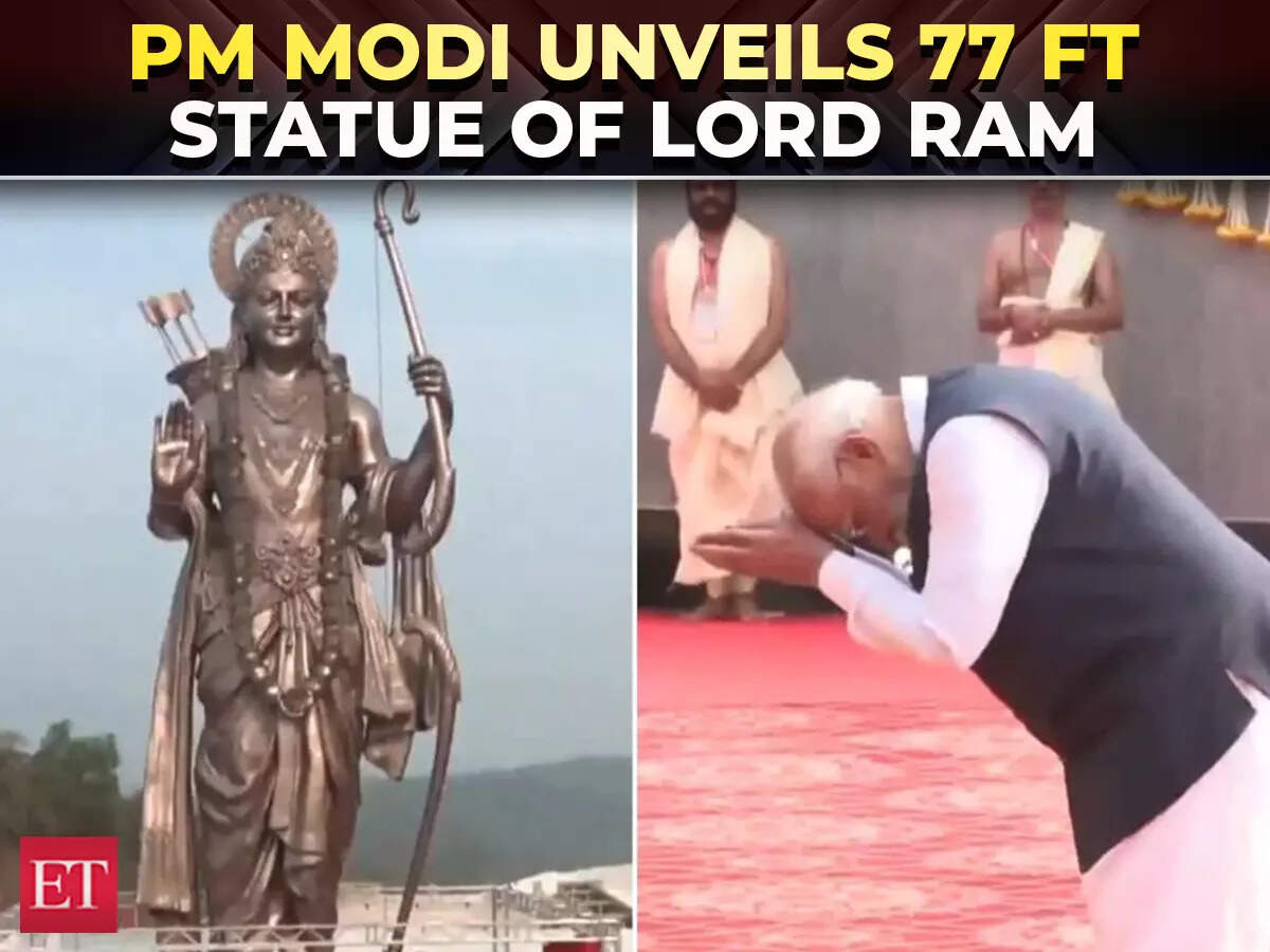 PM Modi unveils 77 ft statue of Lord Ram at Shree Samsthan Gokarn ...