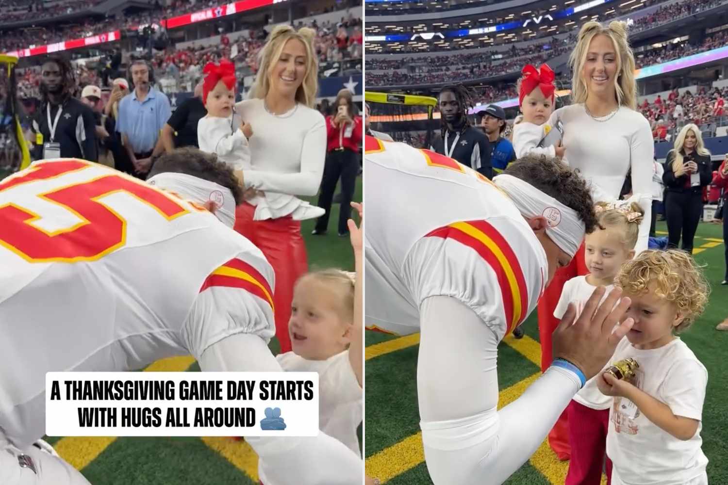 NFL/Instagram Patrick and Brittany Mahomes with their kids on Thanksgiving.