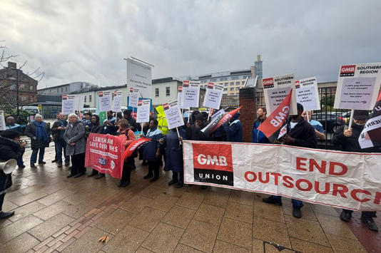 A picket line outside Lewisham Hospital on Monday (November 24)