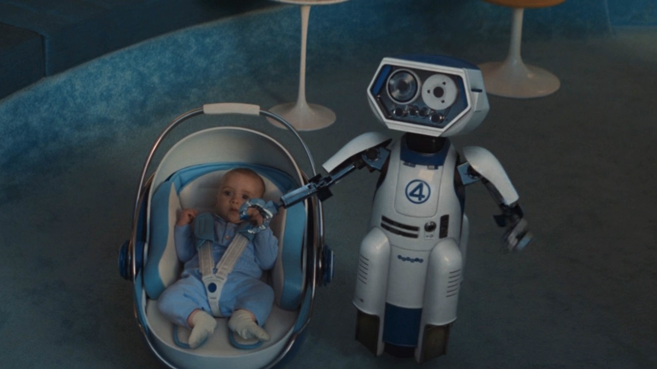 H.E.R.B.I.E. protecting Franklin in Fantastic Four: First Steps