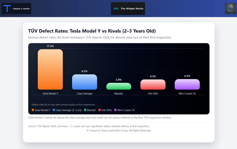 Tesla Model Y Posts Worst Defect Rate of Any New Car in a Decade