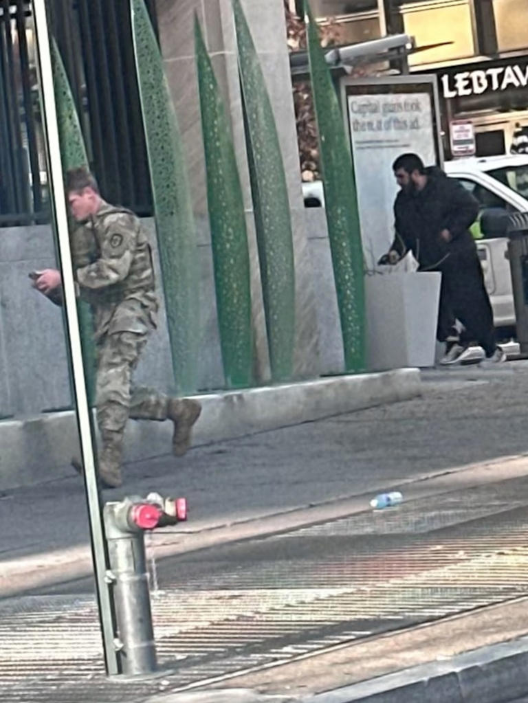 Obtained by The Wall Street Journal - PHOTO: Video obtained by The Wall Street Journal shows the moment Rahmanullah Lakanwal opened fire at two National Guardsmen in Washington, D.C., on Nov. 26, 2025.