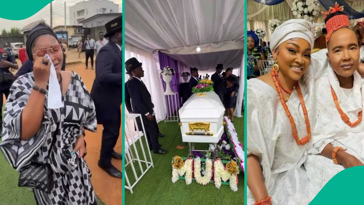 Teary videos from Mercy Aigbe's mum's funeral leave many emotional