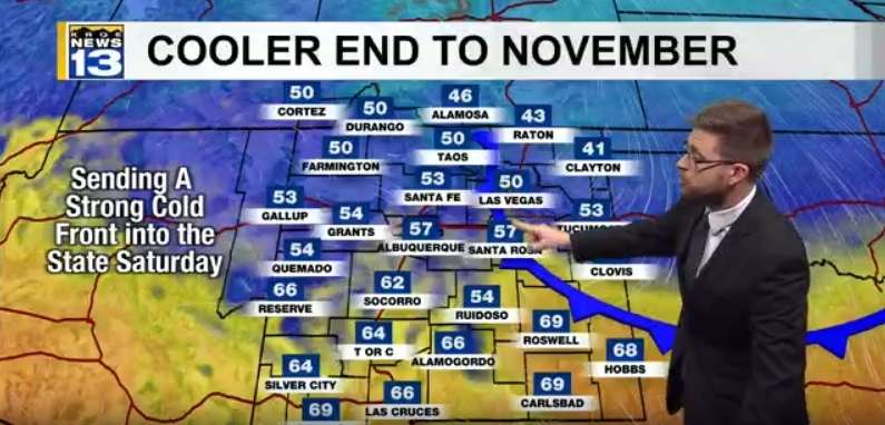 Mild Friday in New Mexico with decreasing clouds