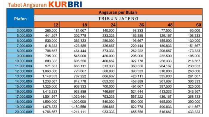 Tabel KUR BRI 2025: Pinjaman Rp 5 Juta hingga Rp 500 Juta, Update 22 Desember