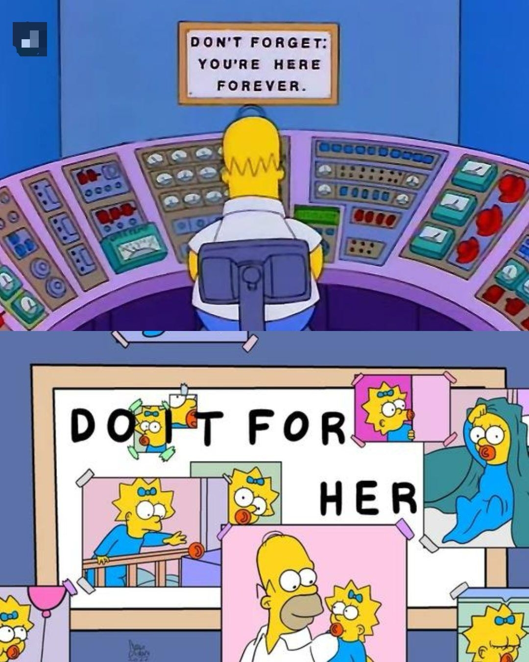 Homer Simpson changes a workplace sign