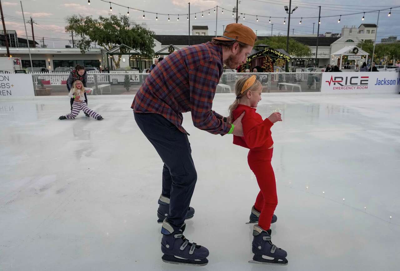 Rice Village debuts first ice rink; first Friday, Saturday skaters get ...