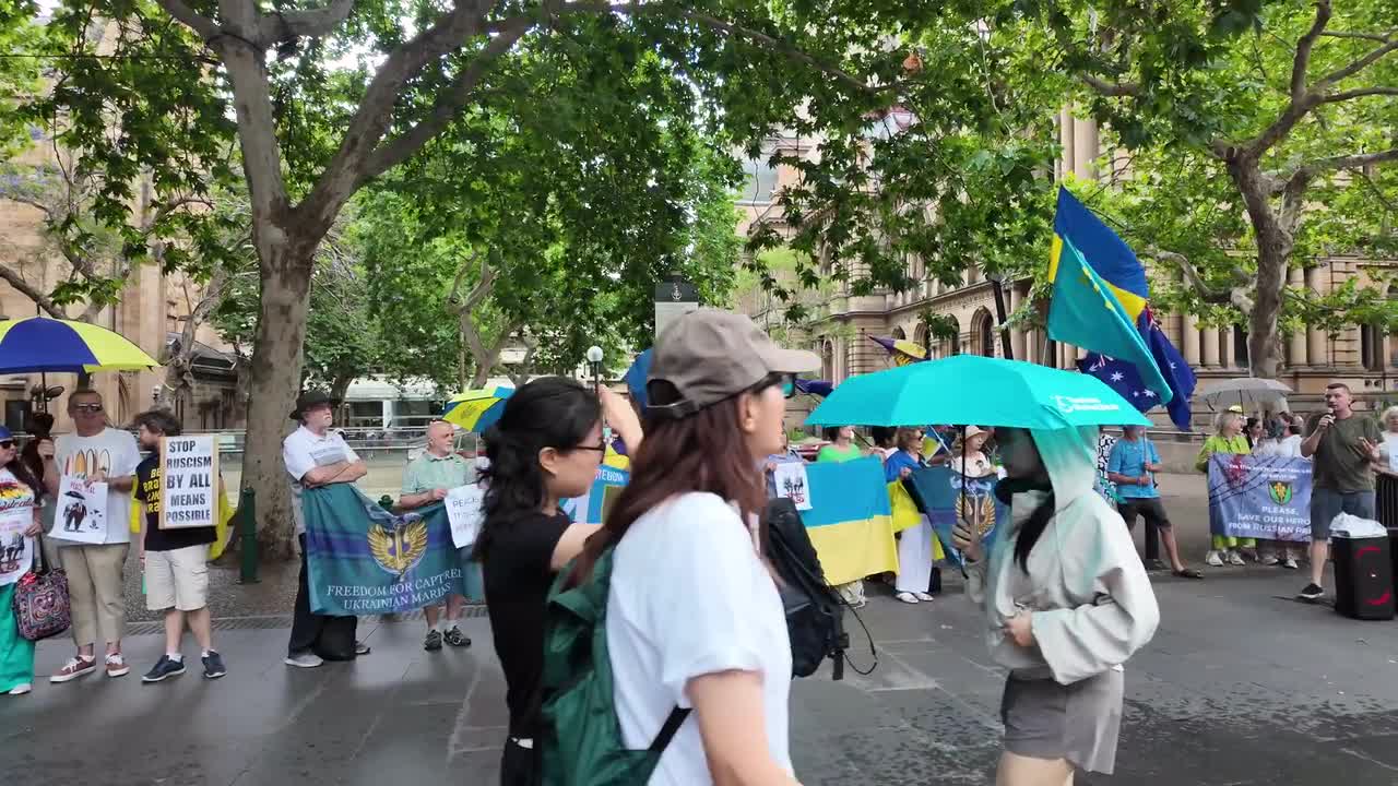 Weekly rally in support of Ukraine continues in rain, Sydney, Australia