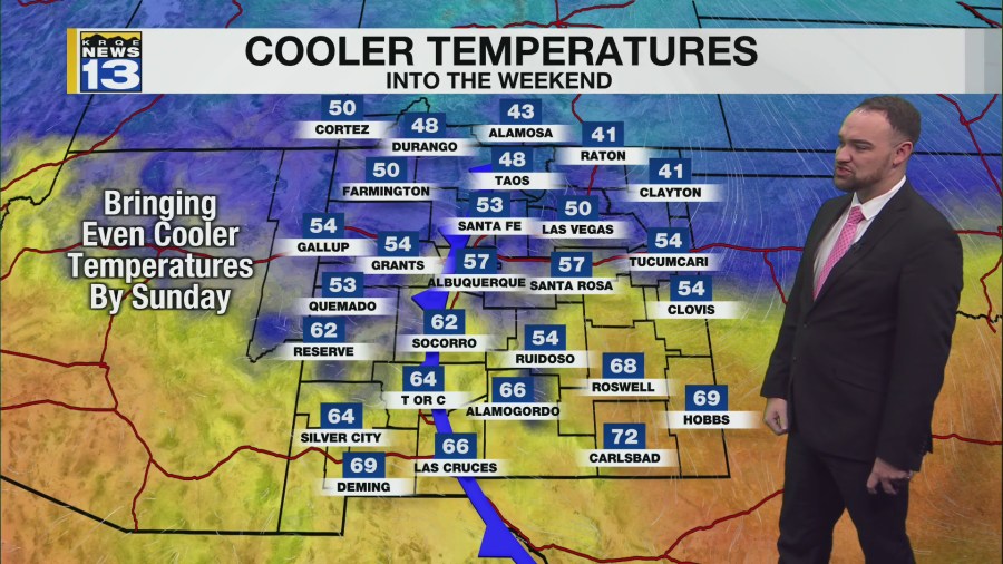 Cooler temperatures move in through the weekend