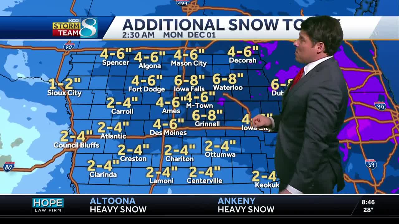 Iowa weather: Heavy snow continues to fall across the state