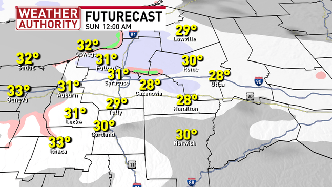 Light snow arriving overnight mixes with rain on Sunday keeping roads wet