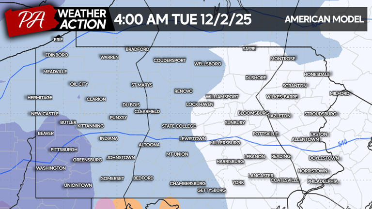 First Call Snowfall Forecast for Tuesday's Impactful Winter Storm in Pa.
