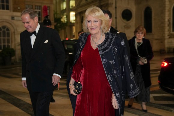 Queen Camilla Dazzles in Red Velvet and a $400K Snake Necklace