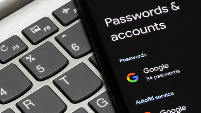 Google Password Manager open on a phone