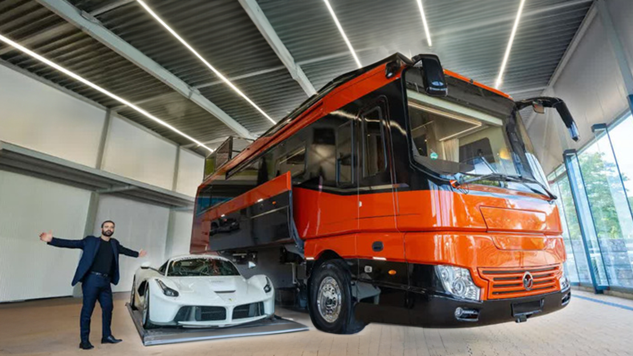 This $2 million motorhome hides a hypercar garage inside