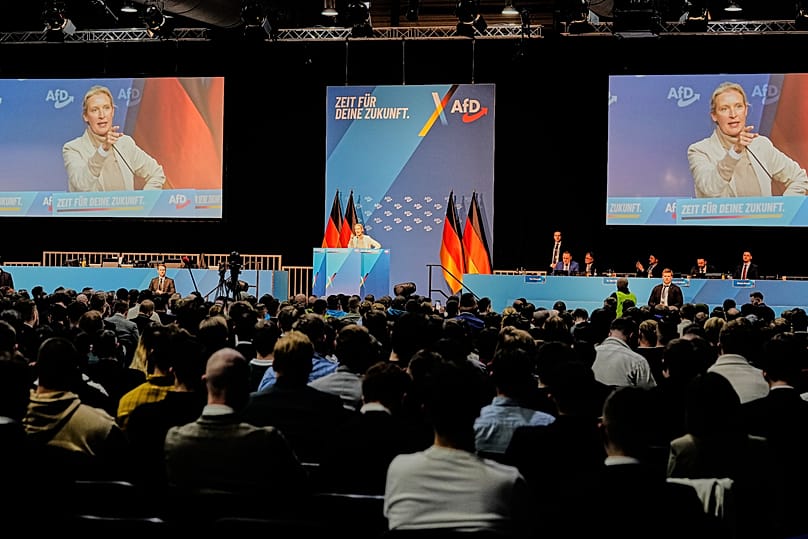 Mass protests in the central German town of Giessen against new AfD ...
