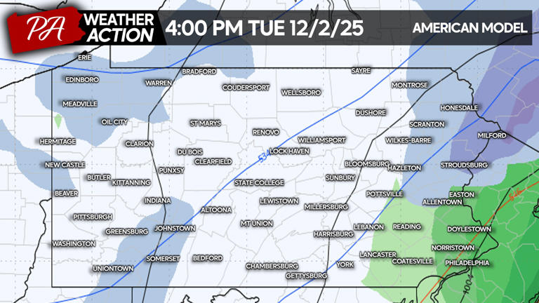 First Call Snowfall Forecast for Tuesday's Impactful Winter Storm in Pa.