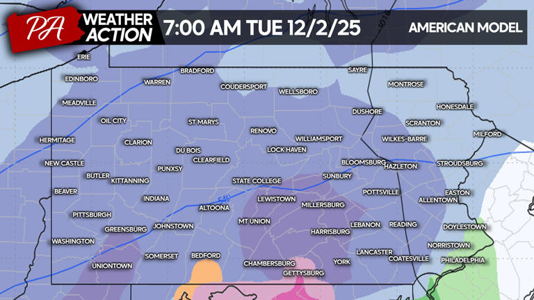 First Call Snowfall Forecast for Tuesday's Impactful Winter Storm in Pa.