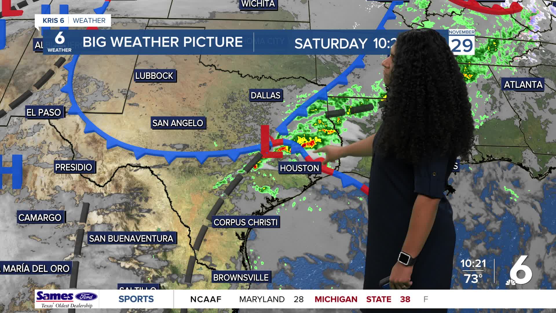 Cold front arrives showers and gusty winds