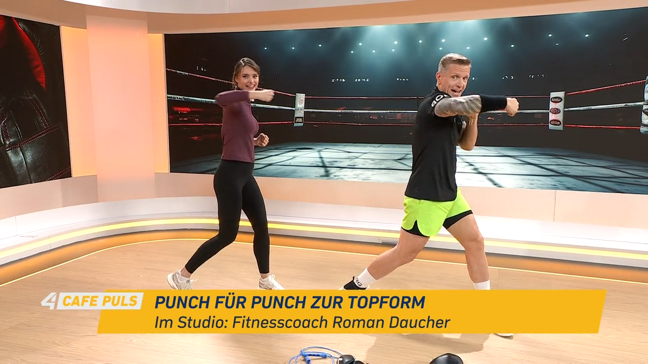 Roman Daucher heizt Julia Furdea mit Boxtraining ein