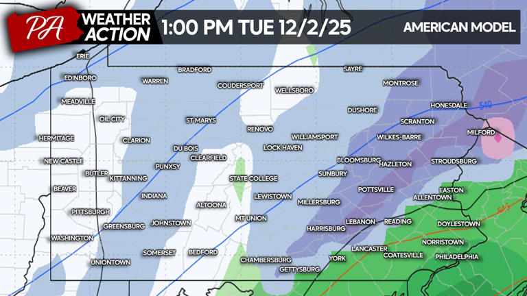 First Call Snowfall Forecast for Tuesday's Impactful Winter Storm in Pa.