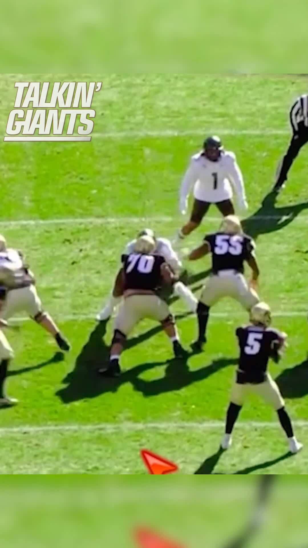 Giants Rookie DL Jordon Riley has KNOCKBACK Power!