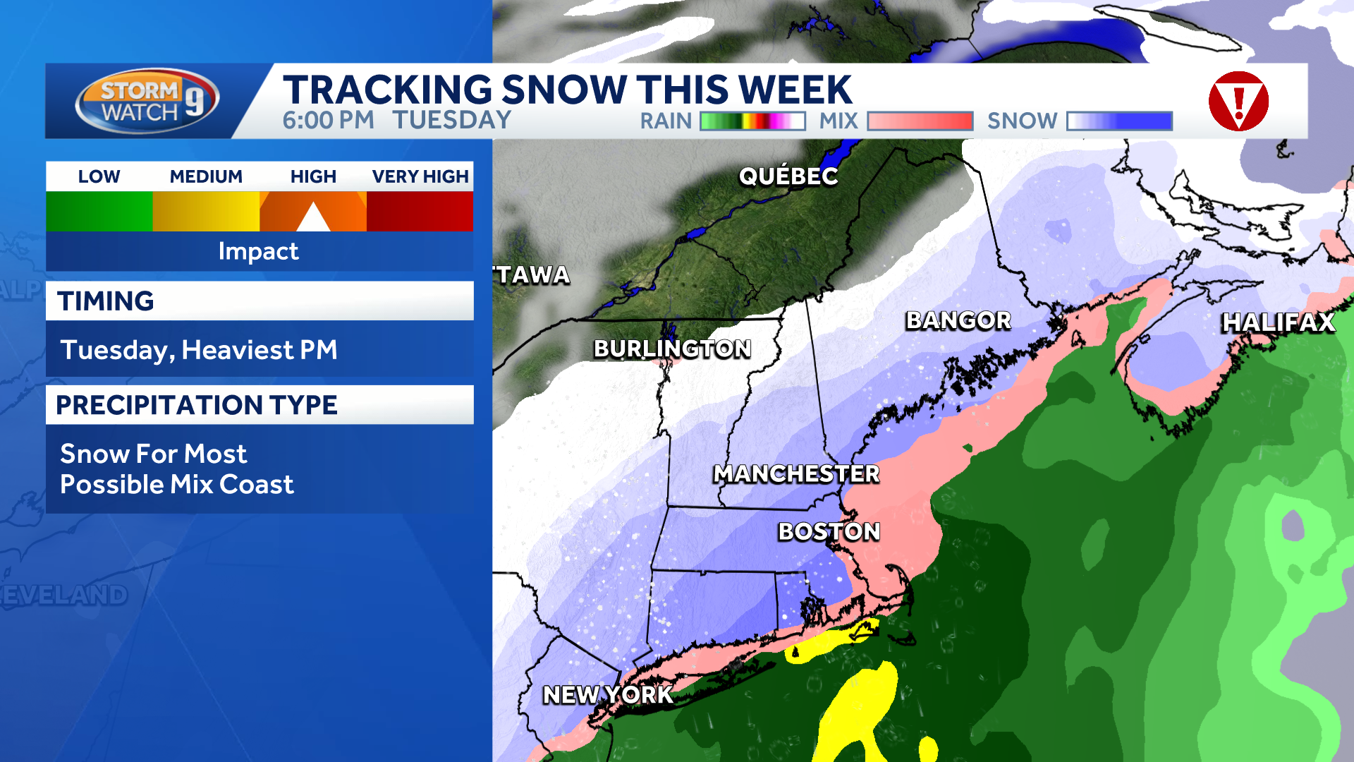 Snow, rain showers during Sunday travel, statewide snow Tuesday