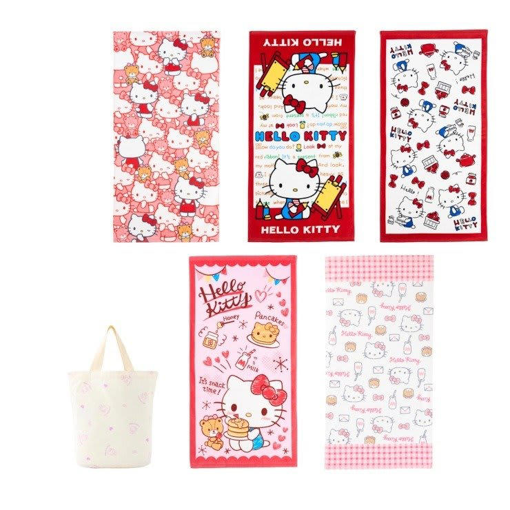 希少　レトロ　ハローキティ タオルセット 6枚 しまむらに「平成レトロなハローキティのバスタオルセット」が登場！5