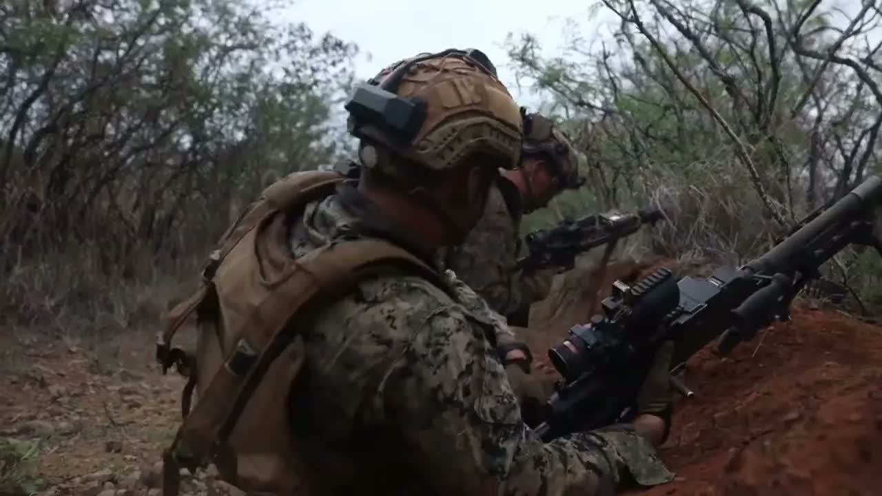 Marine littoral regiment conducts a platoon attack