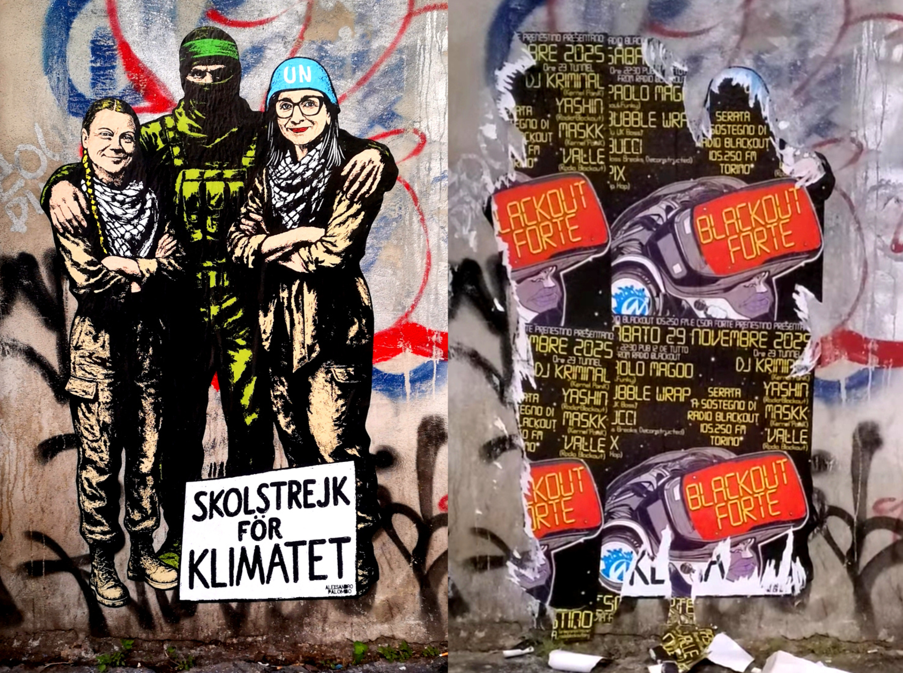 Vandalizzato il murale con Greta Thunberg e Francesca Albanese