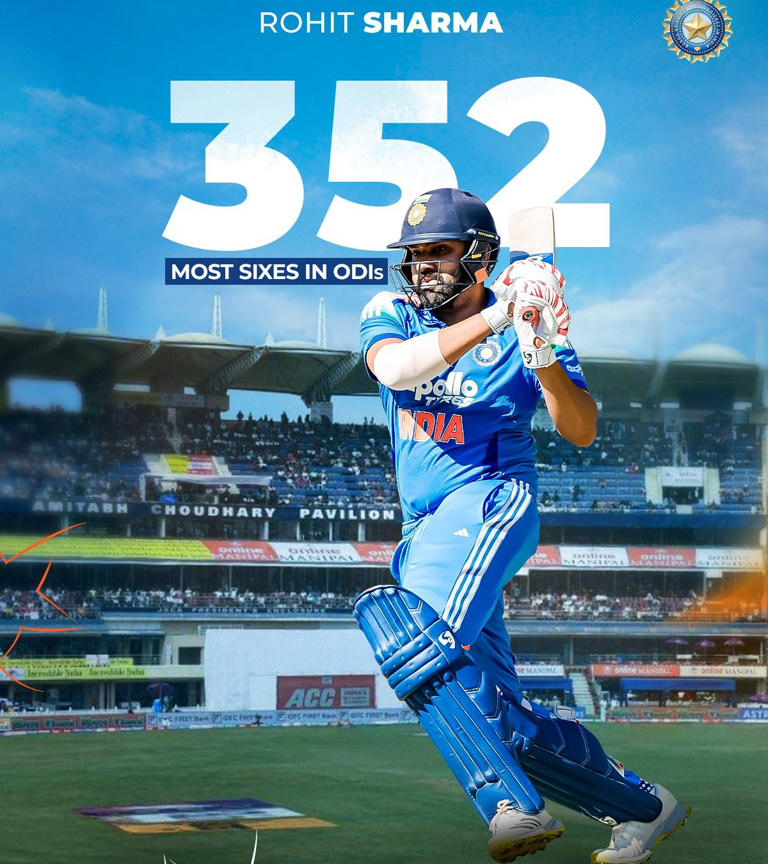 Rohit Sharma breaks Shahid Afridi's record for most sixes in ODI history