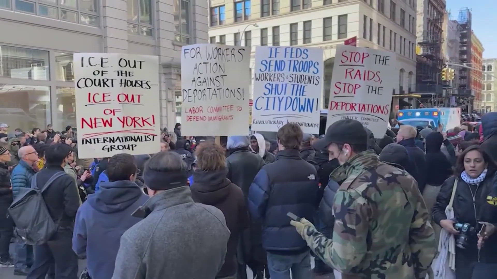 More than a dozen demonstrators arrested at NYC ICE operation