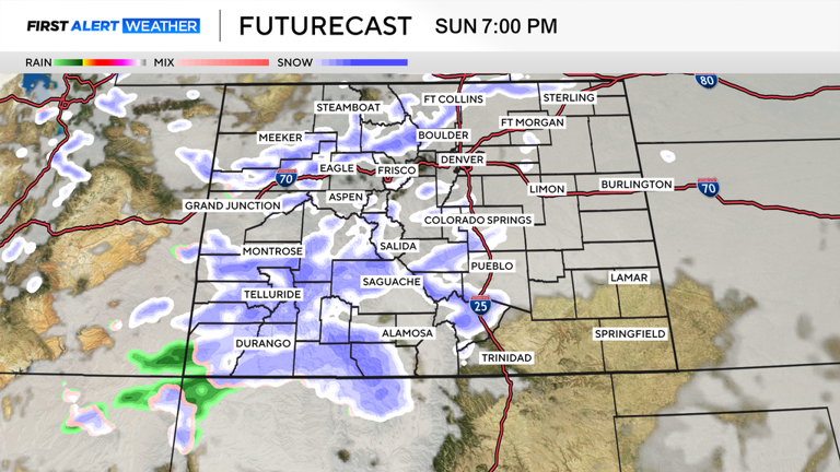 Another round of snow for Colorado Sunday, with more arriving Wednesday