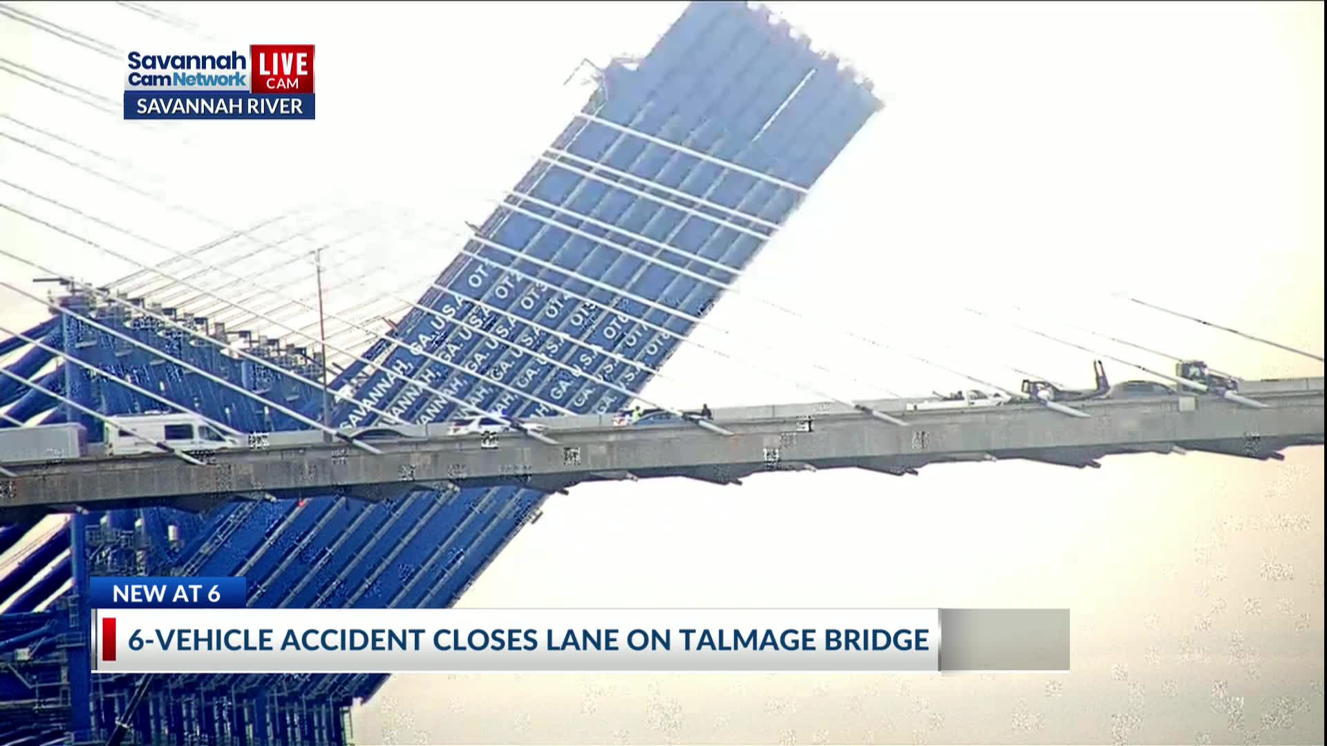 Lanes back open after 6-vehicle crash impacts traffic on Talmadge Bridge