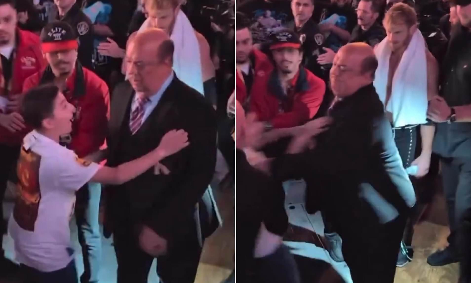 WWE exec sparks fury after shoving young fan away from Logan Paul in(01)