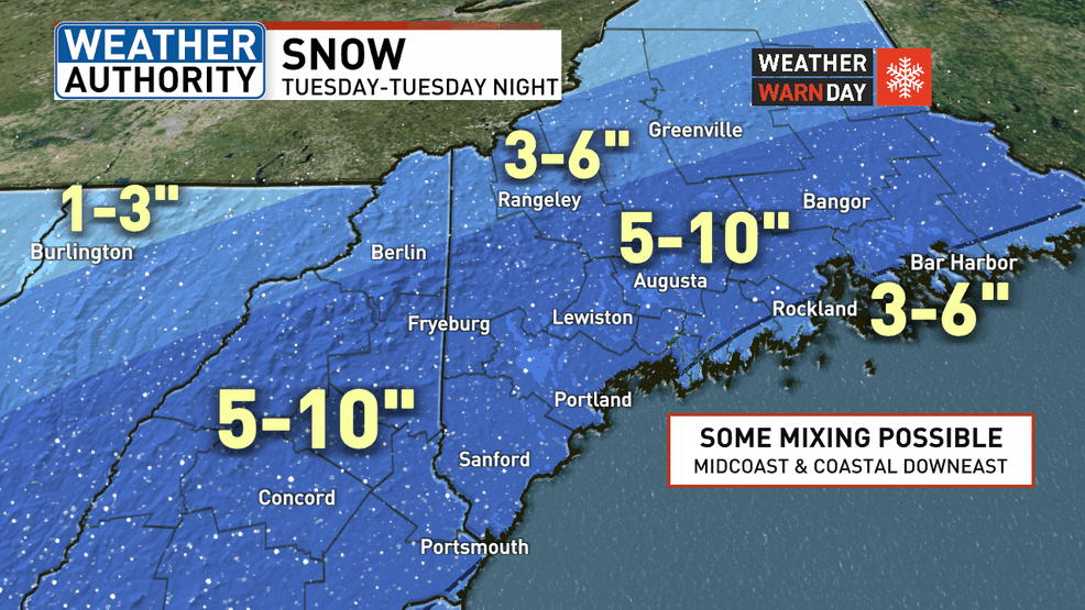 Snow is expected to blanket the state on Tuesday