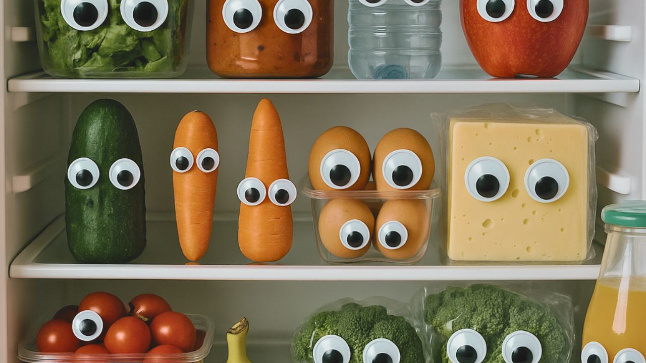 Fridge Full of Googly Eyes Scares Off Roommate Who Keeps Eating Their Food