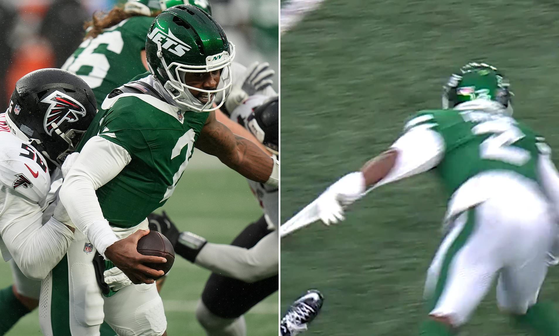 Wild moment NFL quarterback somehow stays on his feet... despite having ...