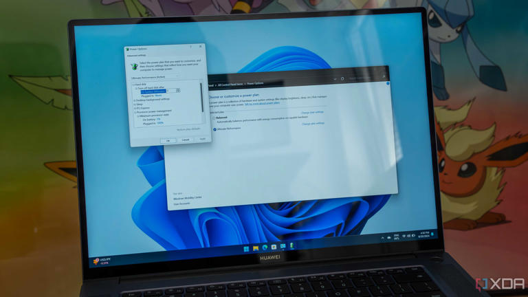 A Windows 11 laptop with a Ultimate Performance plan enabled