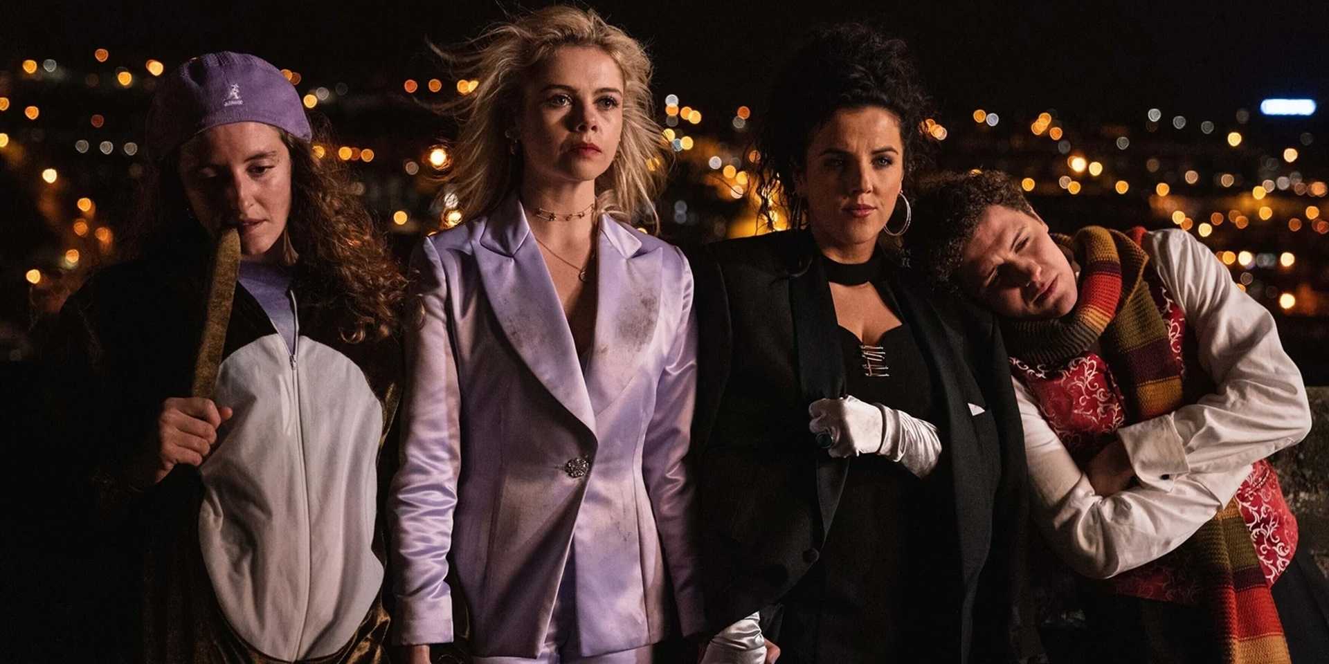 Orla, Erin, Michelle, and James in the Derry Girls finale