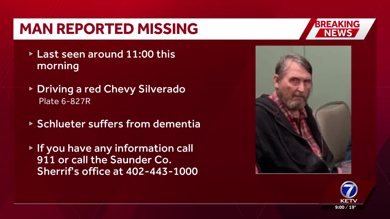 Saunders County Sheriff Office searching for missing 73-year-old Colon man