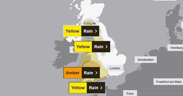 Met Office issues rare amber weather alert as 56 areas at risk of ...