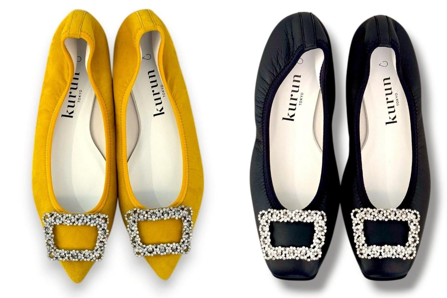 一日中疲れないバレエシューズに煌めく“ビジューバックル付き”モデル