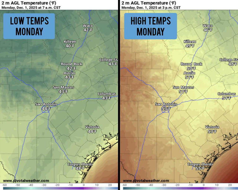 Cold temps linger, rain chances rise in South Texas this week. Here's a ...