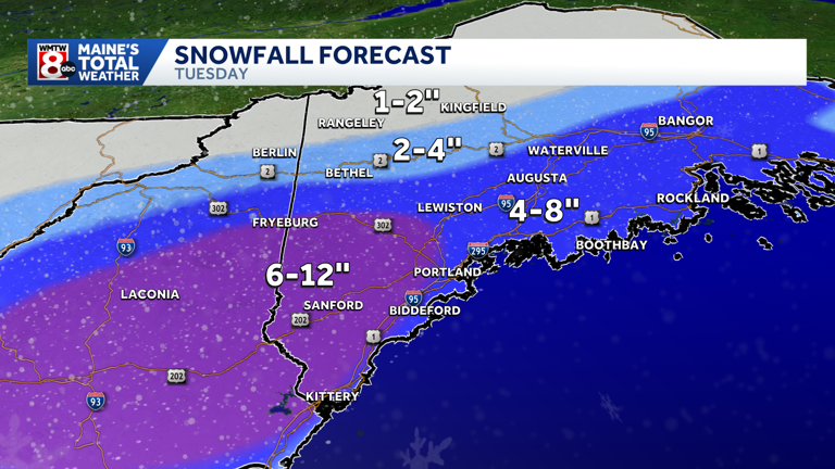 Snowstorm on track to Maine Tuesday