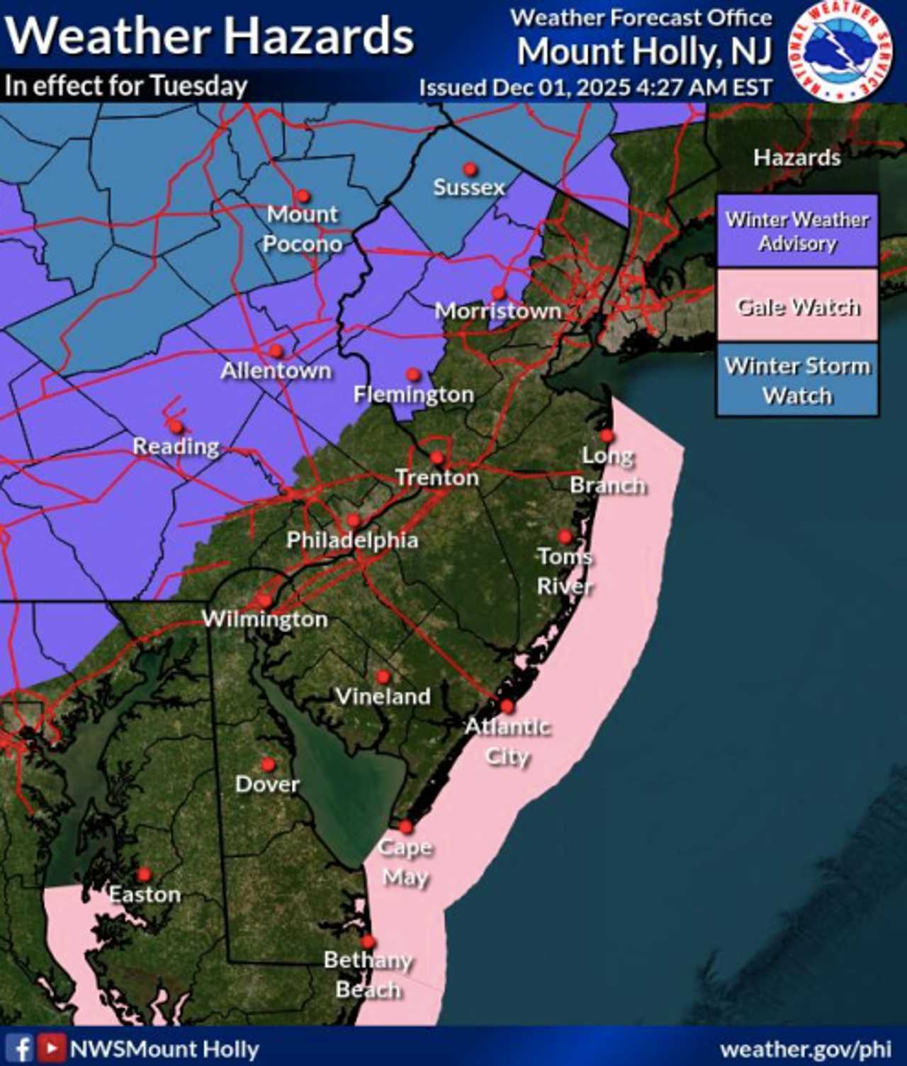 More Winter Weather Alerts Issued In NJ, PA As Tuesday Storm Aims At ...