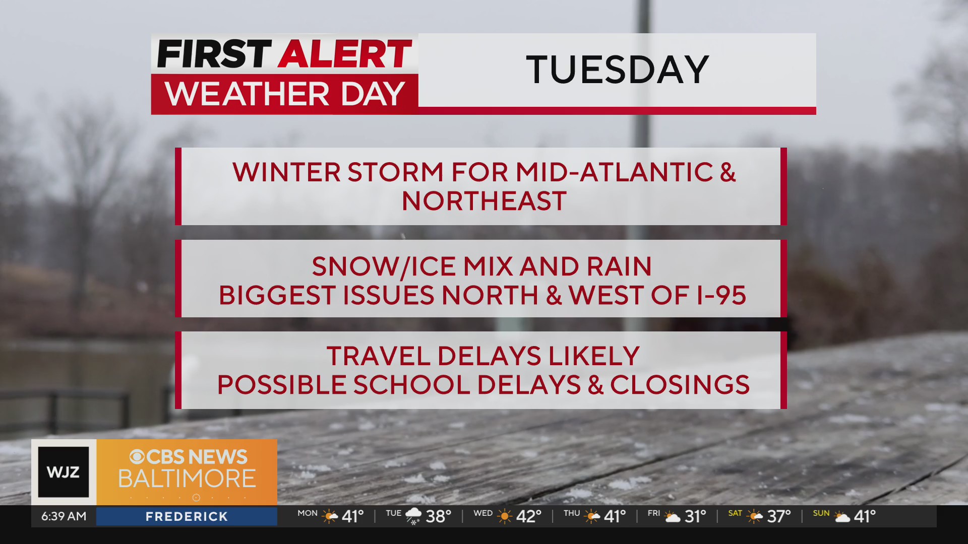Snow and rain coming Tuesday across much of Maryland