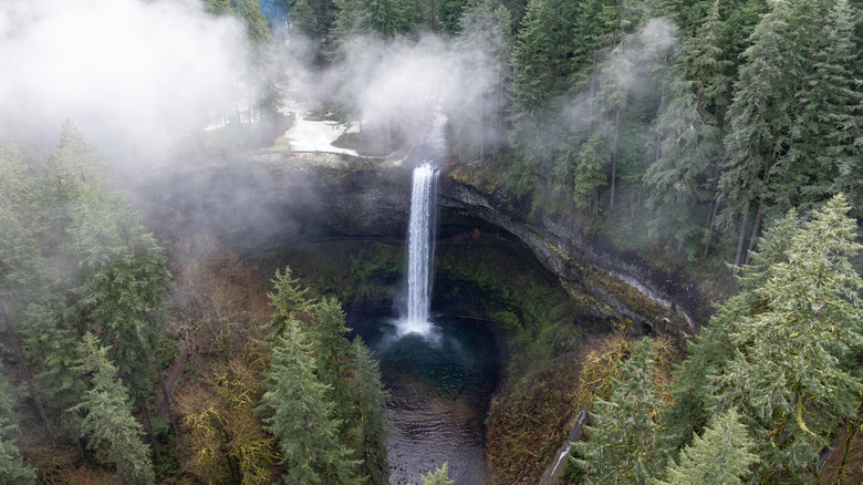 An aerial view of South Falls, Oregon